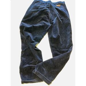 Chaps Ralph Lauren Pants Mens 34x32 Blue Navy Pleated Corduroy Cotton RL Vintage